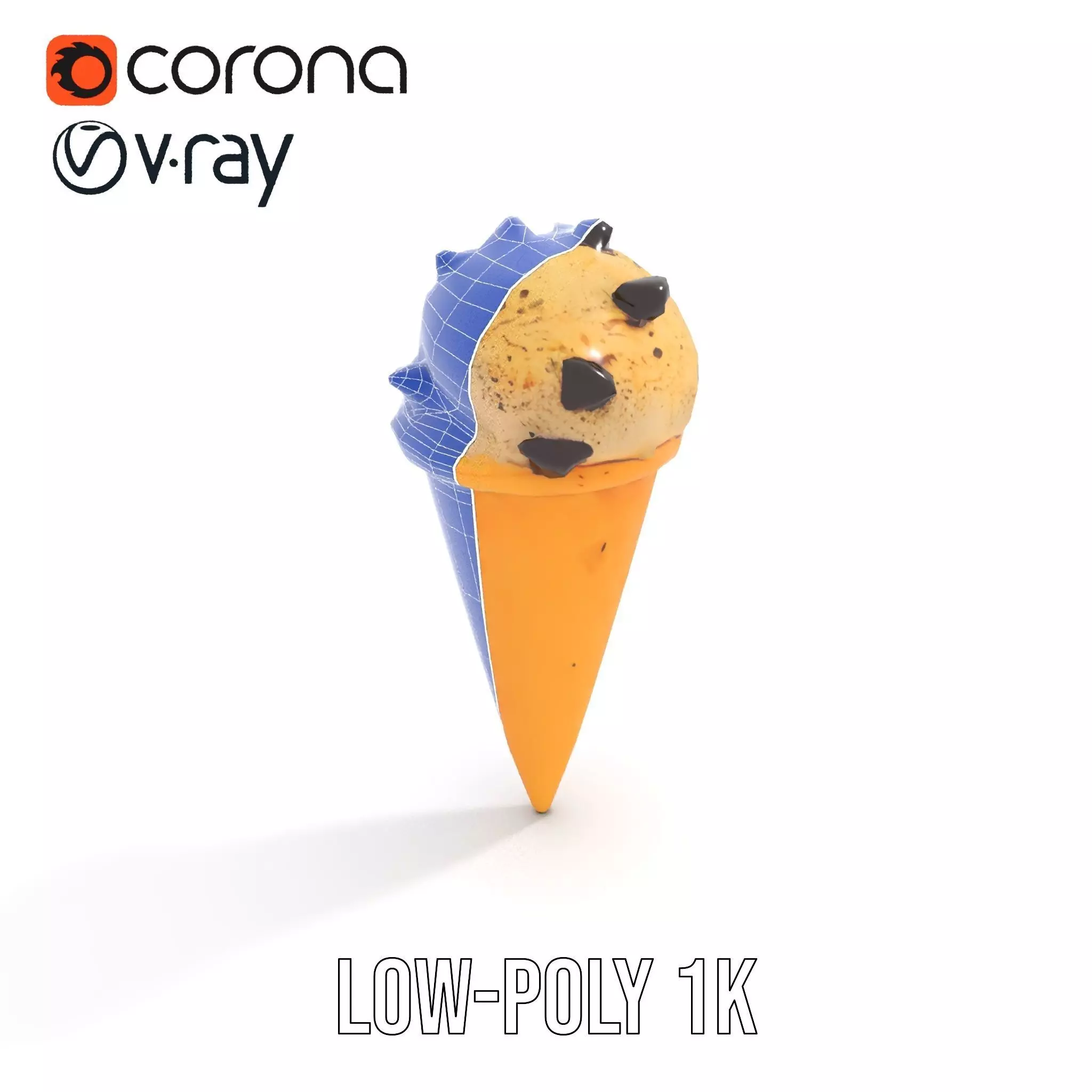 Chocolate Chip Ice Cream Cone model pack Low-poly 3D model_31