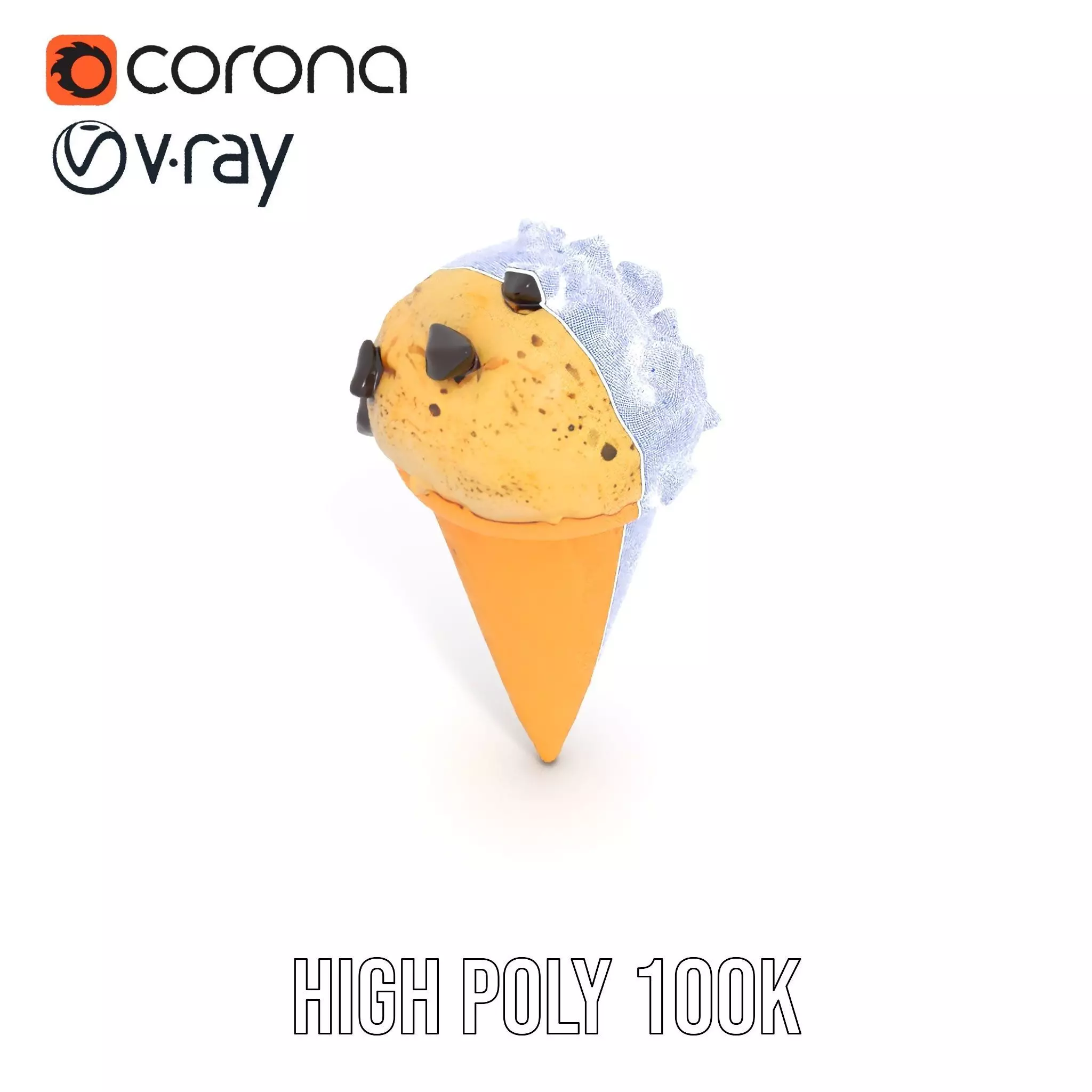 Chocolate Chip Ice Cream Cone model pack Low-poly 3D model_35