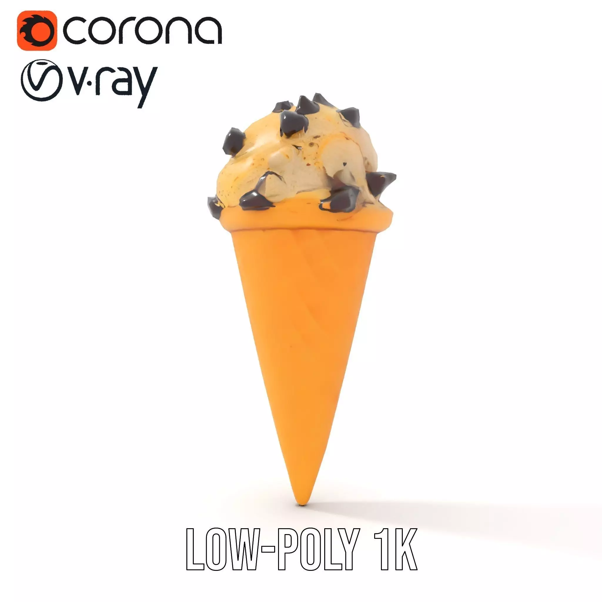 Chocolate Chip Ice Cream Cone model pack Low-poly 3D model_15