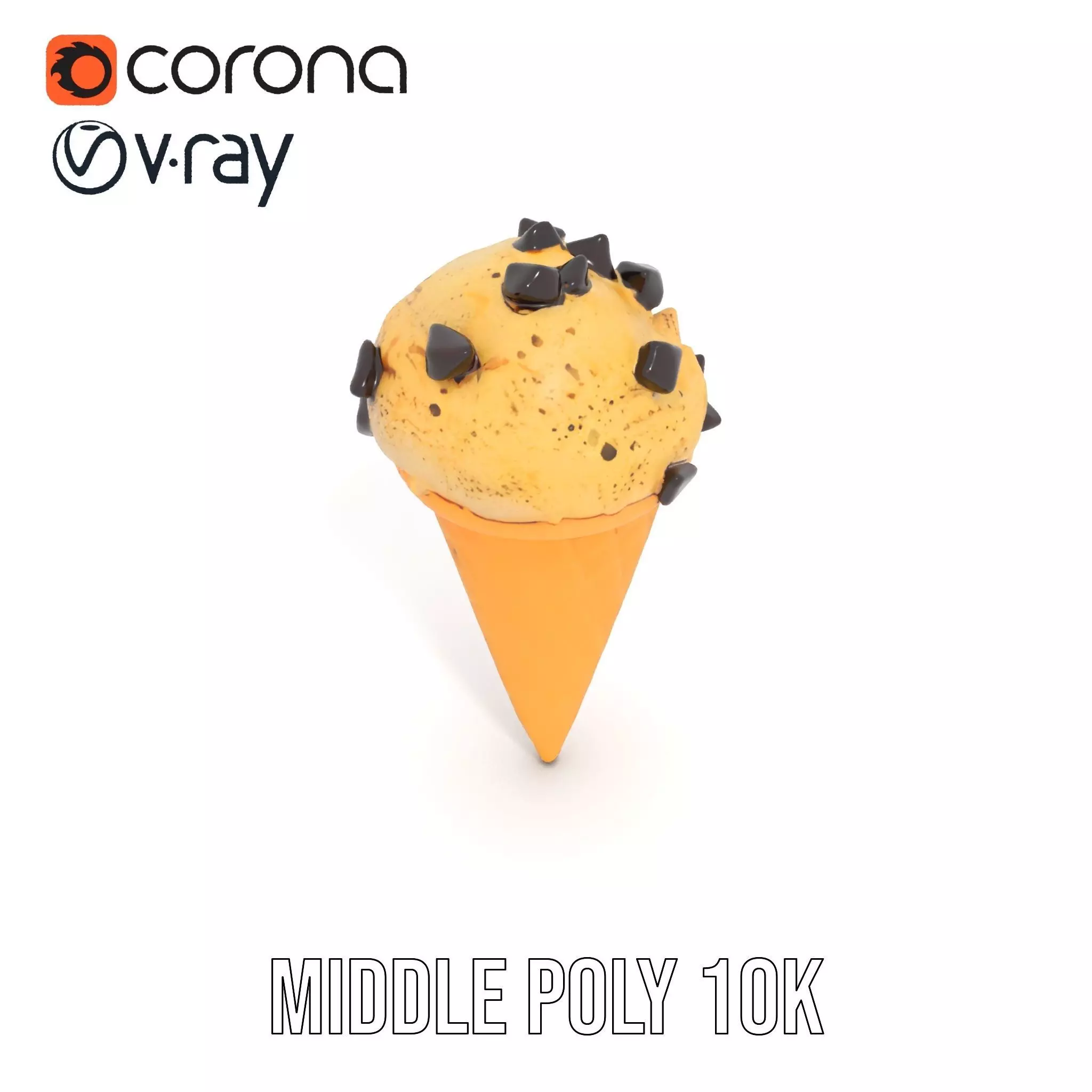 Chocolate Chip Ice Cream Cone model pack Low-poly 3D model_14