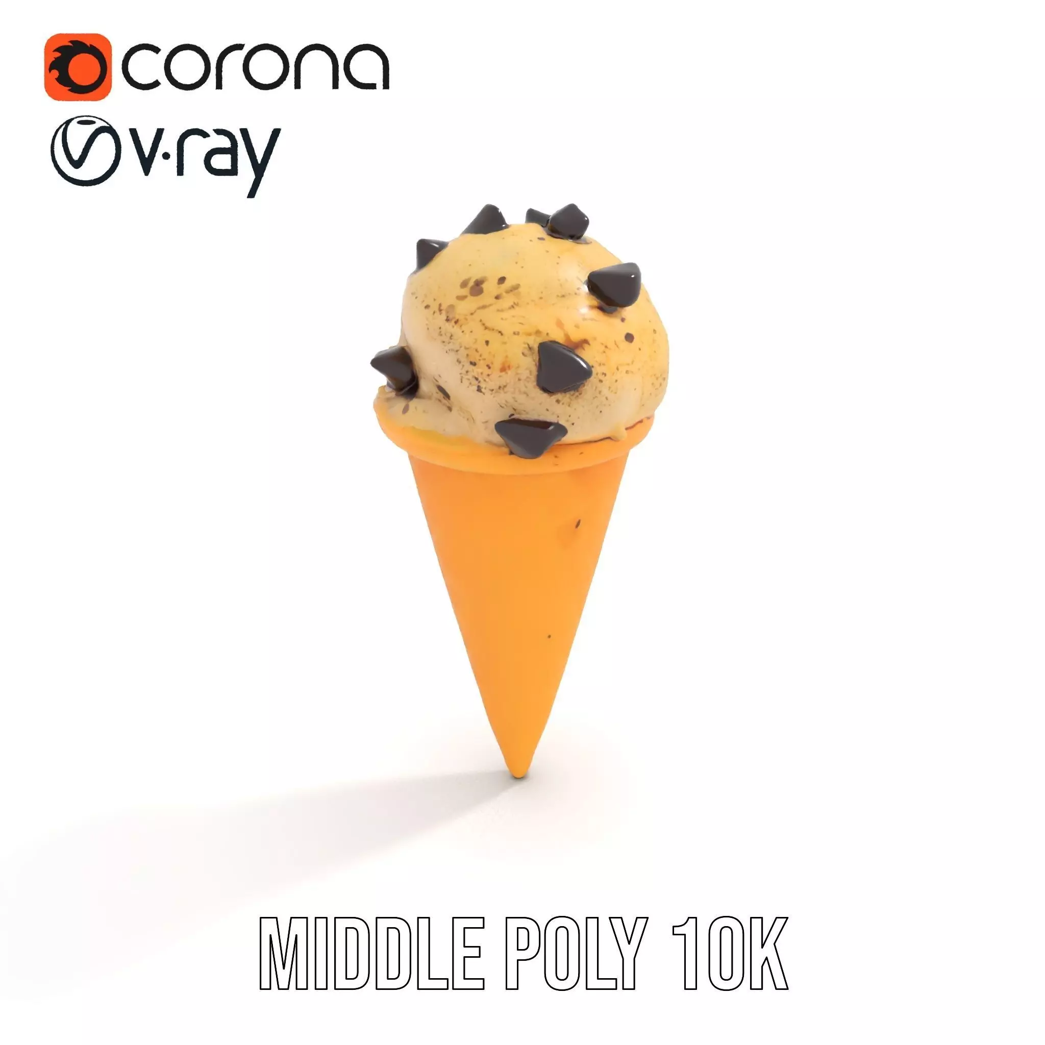 Chocolate Chip Ice Cream Cone model pack Low-poly 3D model_7