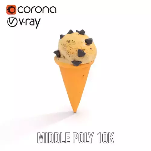 Chocolate Chip Ice Cream Cone model pack Low-poly 3D model 6