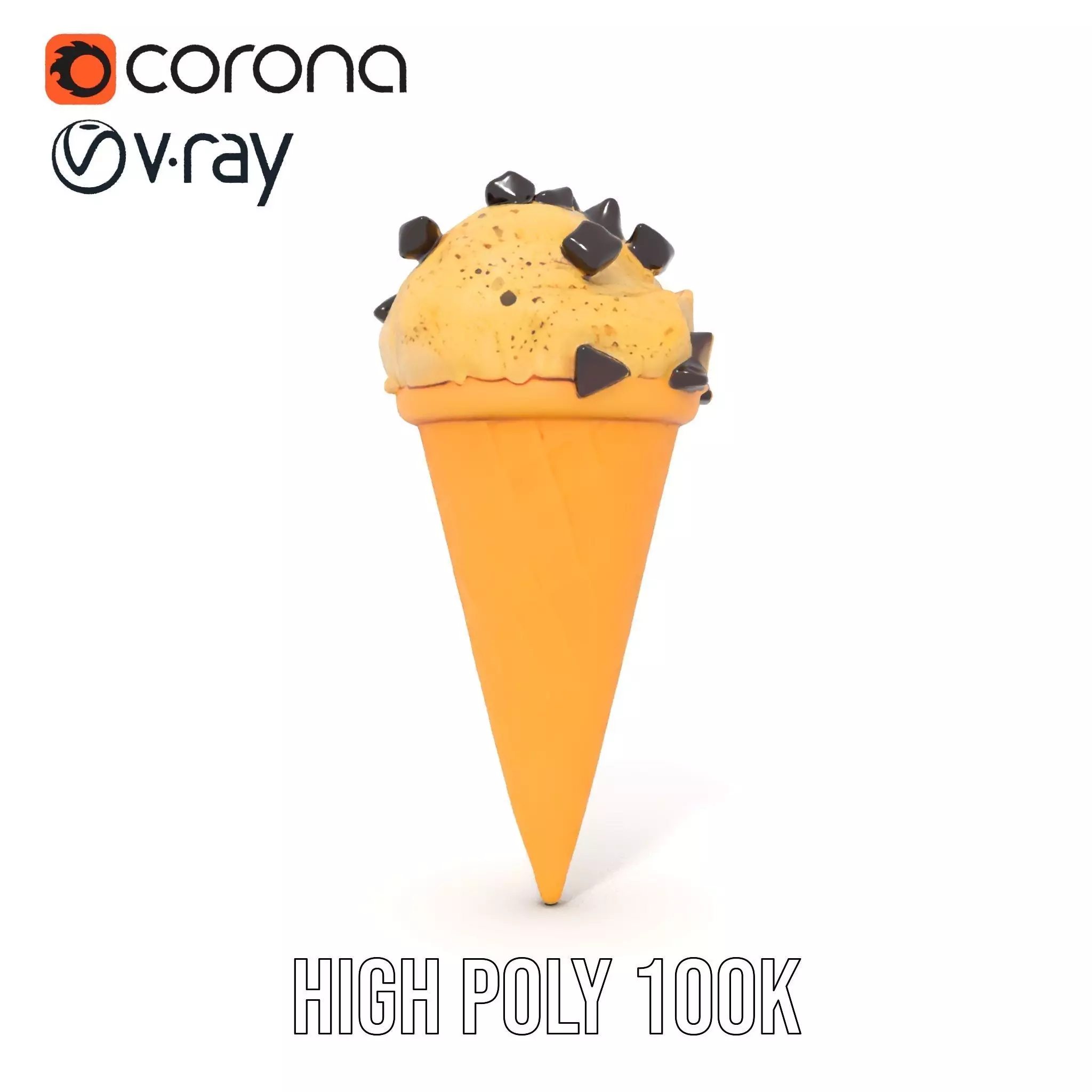 Chocolate Chip Ice Cream Cone model pack Low-poly 3D model_29