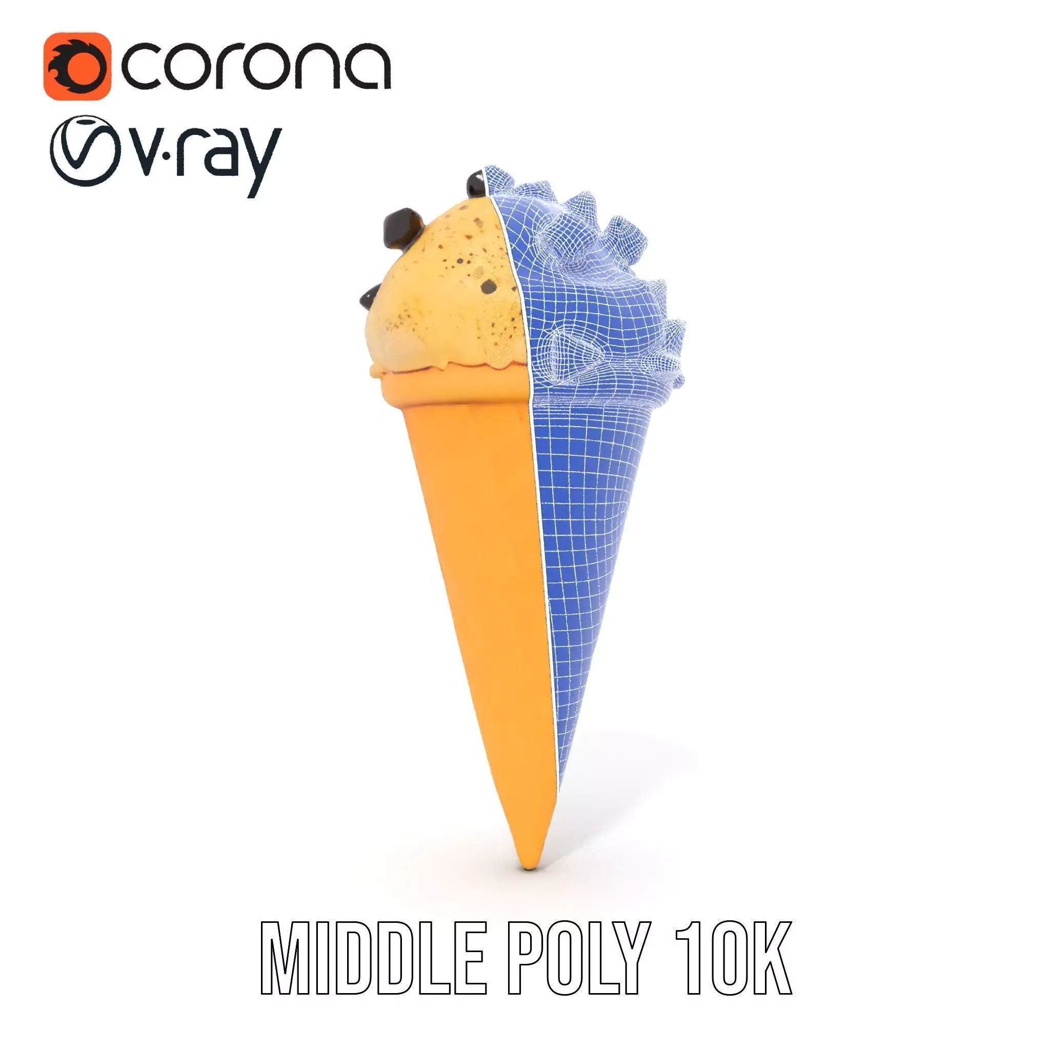 Chocolate Chip Ice Cream Cone model pack Low-poly 3D model_30