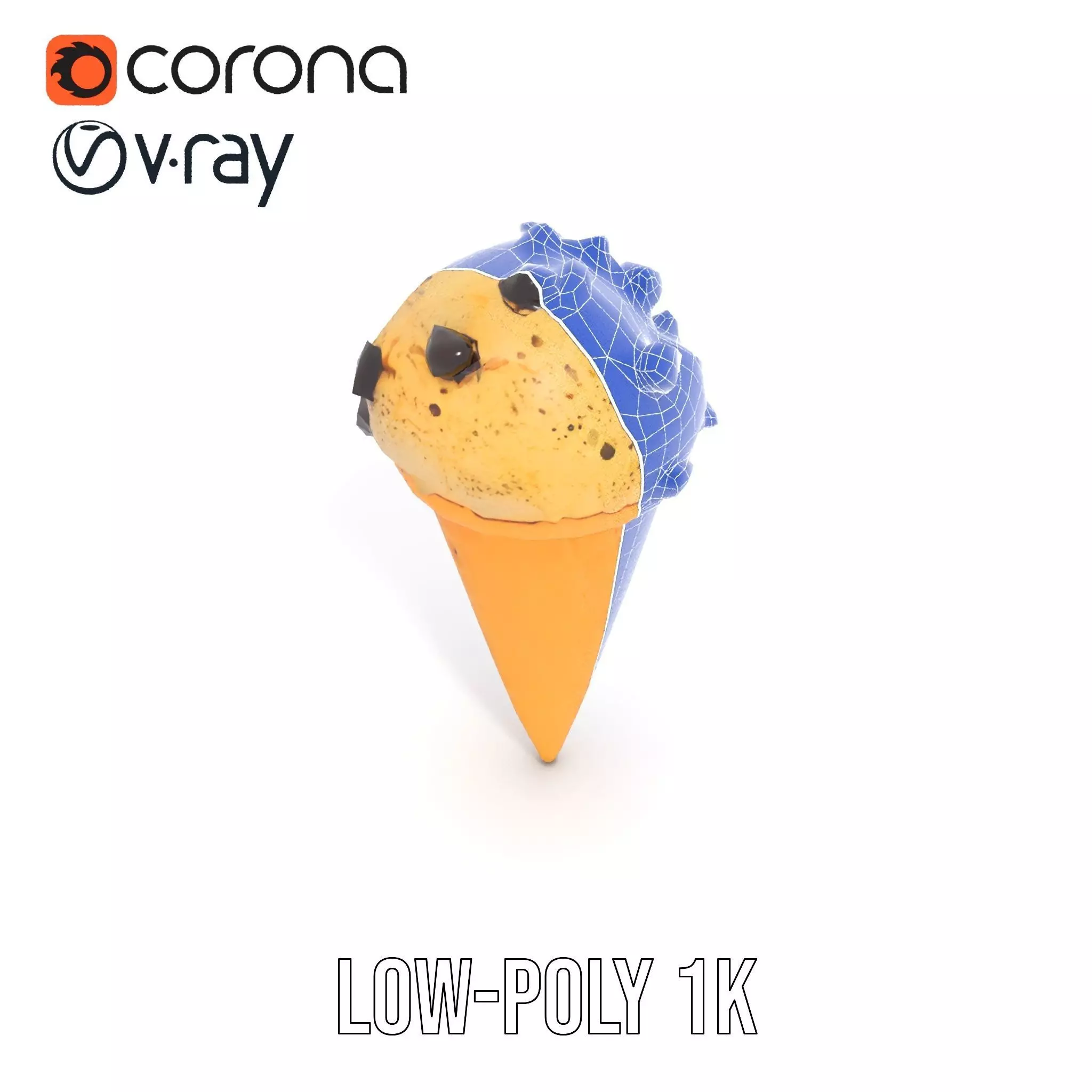 Chocolate Chip Ice Cream Cone model pack Low-poly 3D model_21