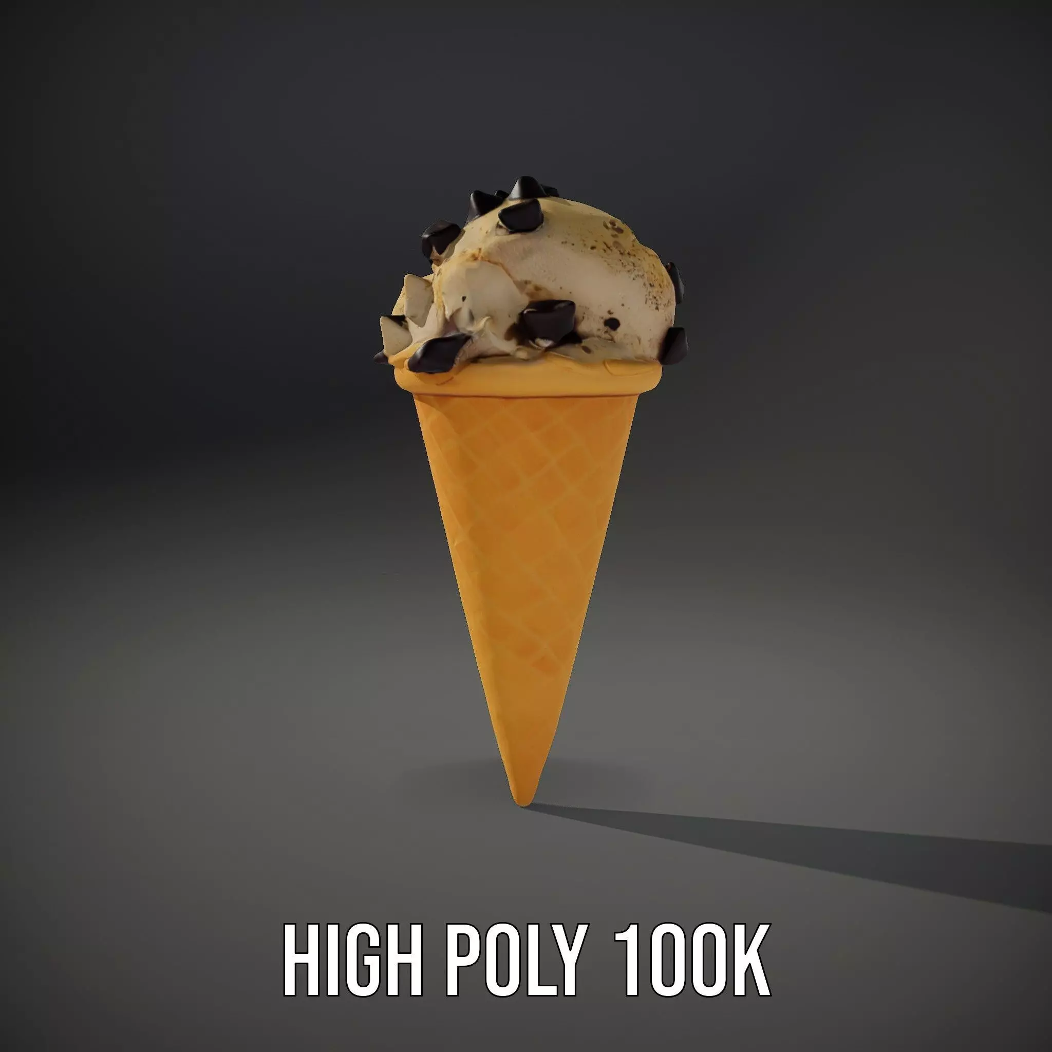 Chocolate Chip Ice Cream Cone model pack Low-poly 3D model_9