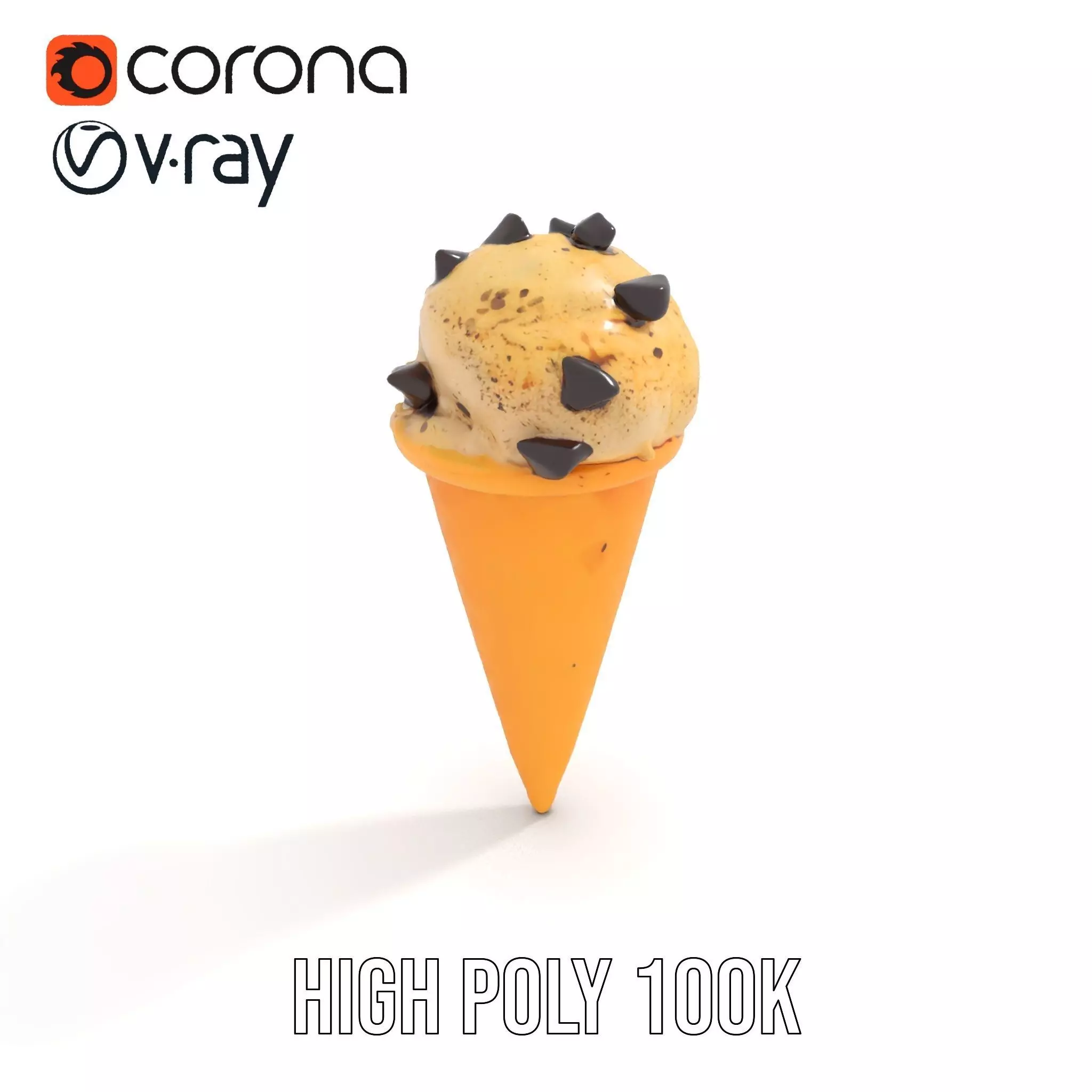 Chocolate Chip Ice Cream Cone model pack Low-poly 3D model_16