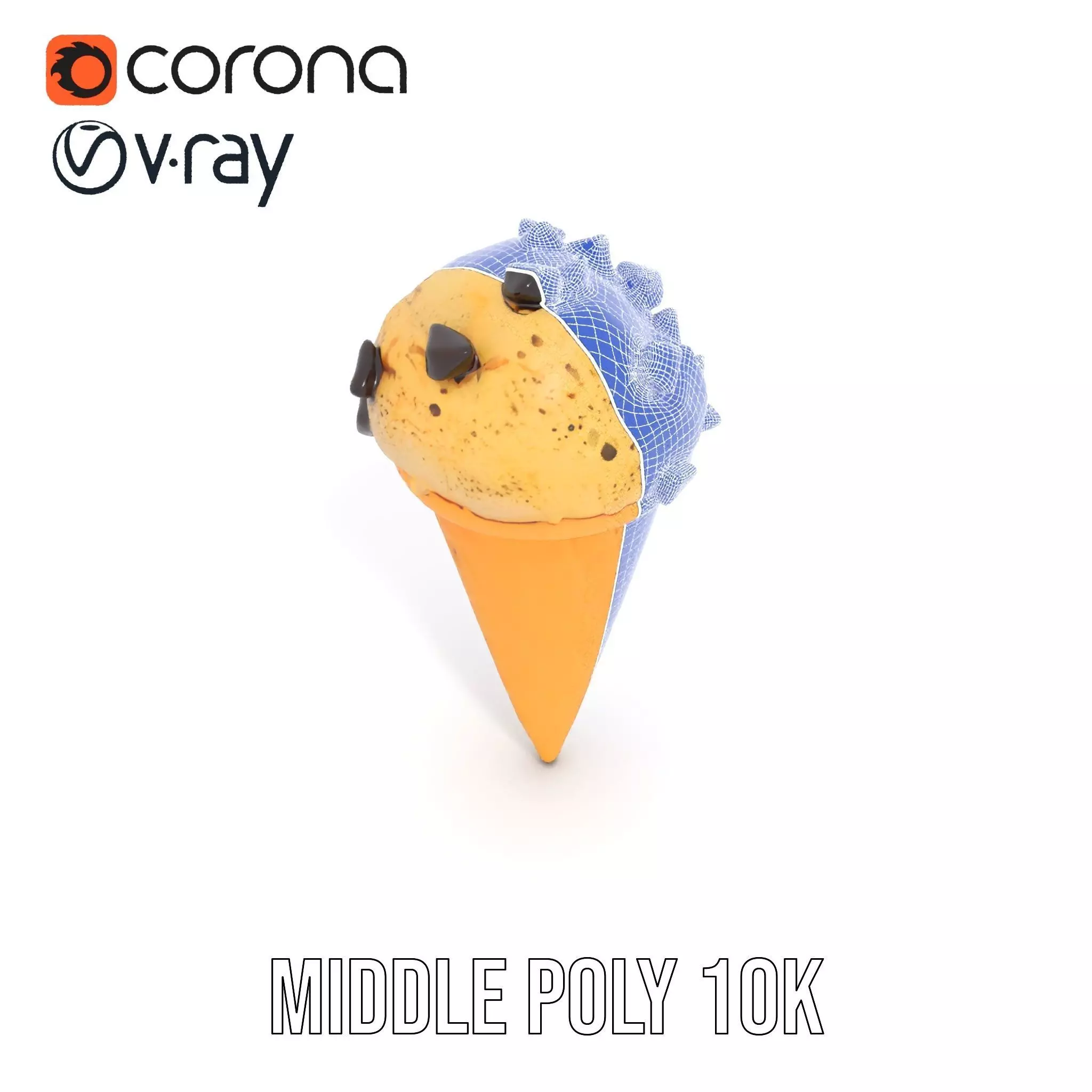 Chocolate Chip Ice Cream Cone model pack Low-poly 3D model_22