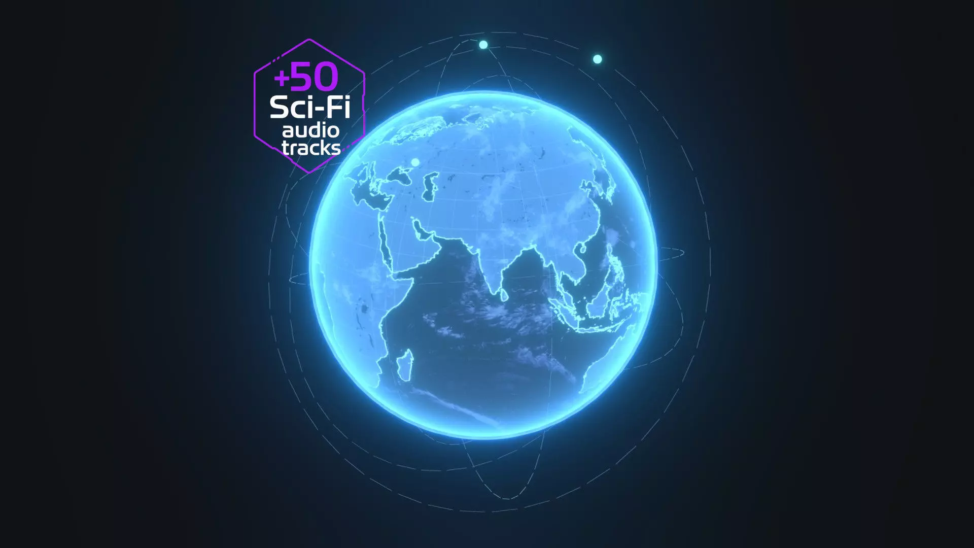 Animated Hologram Planet Earth With 50 Sci-Fi Music Tracks Low-poly 3D model_0
