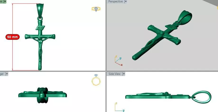 Crucifix Cross Pendant 3D print model_1