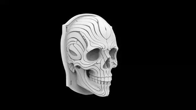 Ribbon Skull Wall Plaque 3d Print Model