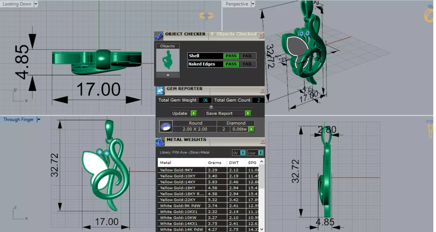 Rose Gold Pendant Letter S and Butterfly Design Model jp0203 3D print model