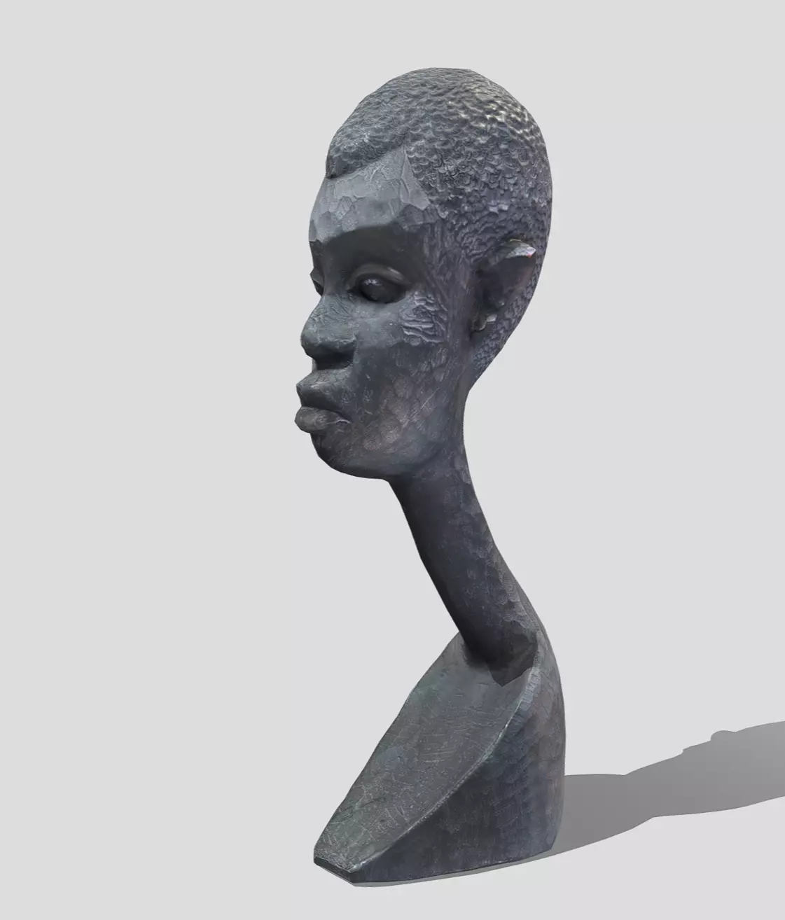 Male Tribal African Head Statue Low-poly 3D model