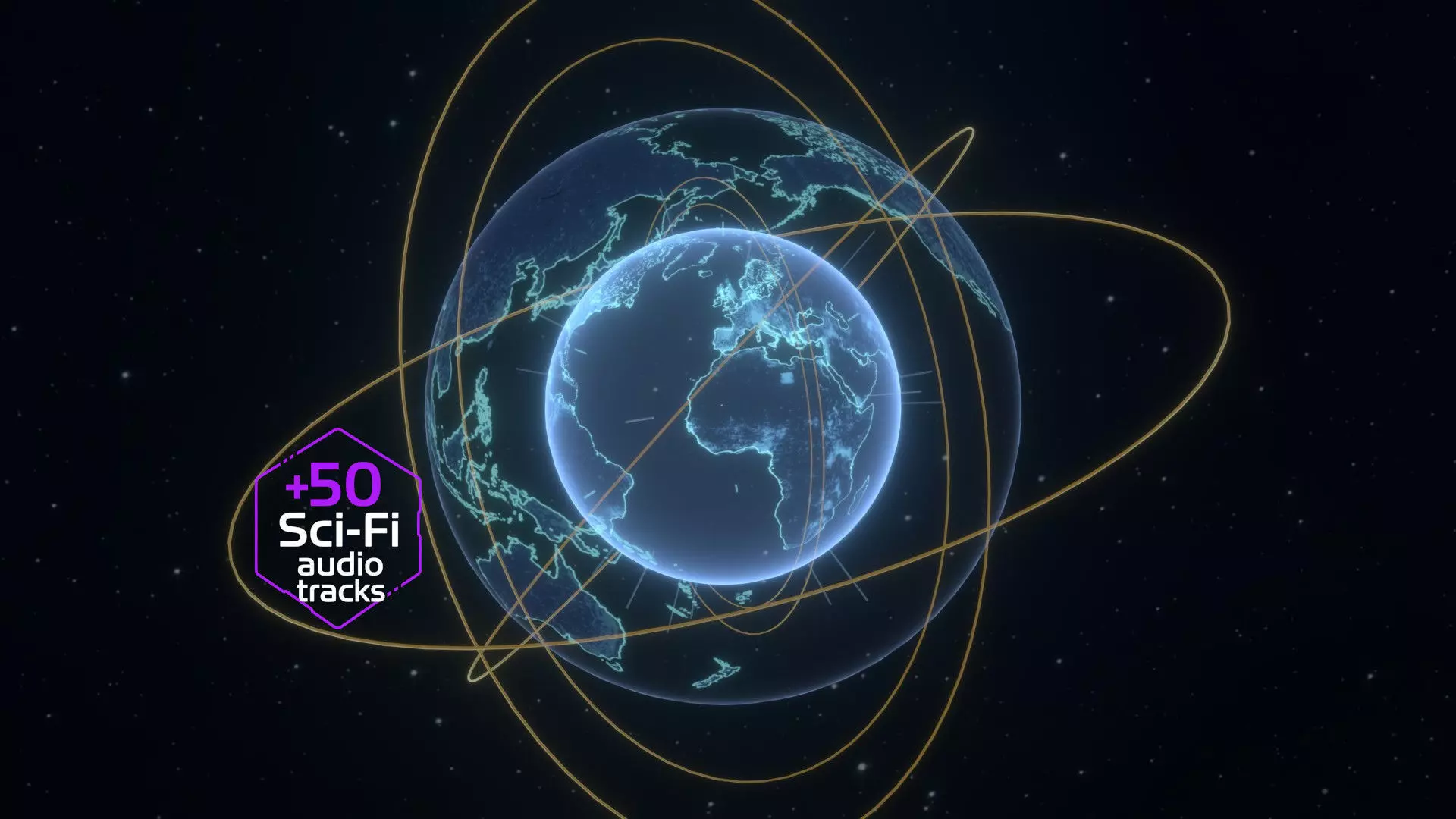 Animated Hologram Planet Earth No 2 With 50 Sci-Fi Music Tracks Low-poly 3D model_0
