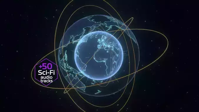 Animated Hologram Planet Earth No 2 With 50 Sci-Fi Music Tracks Low-poly 3D model