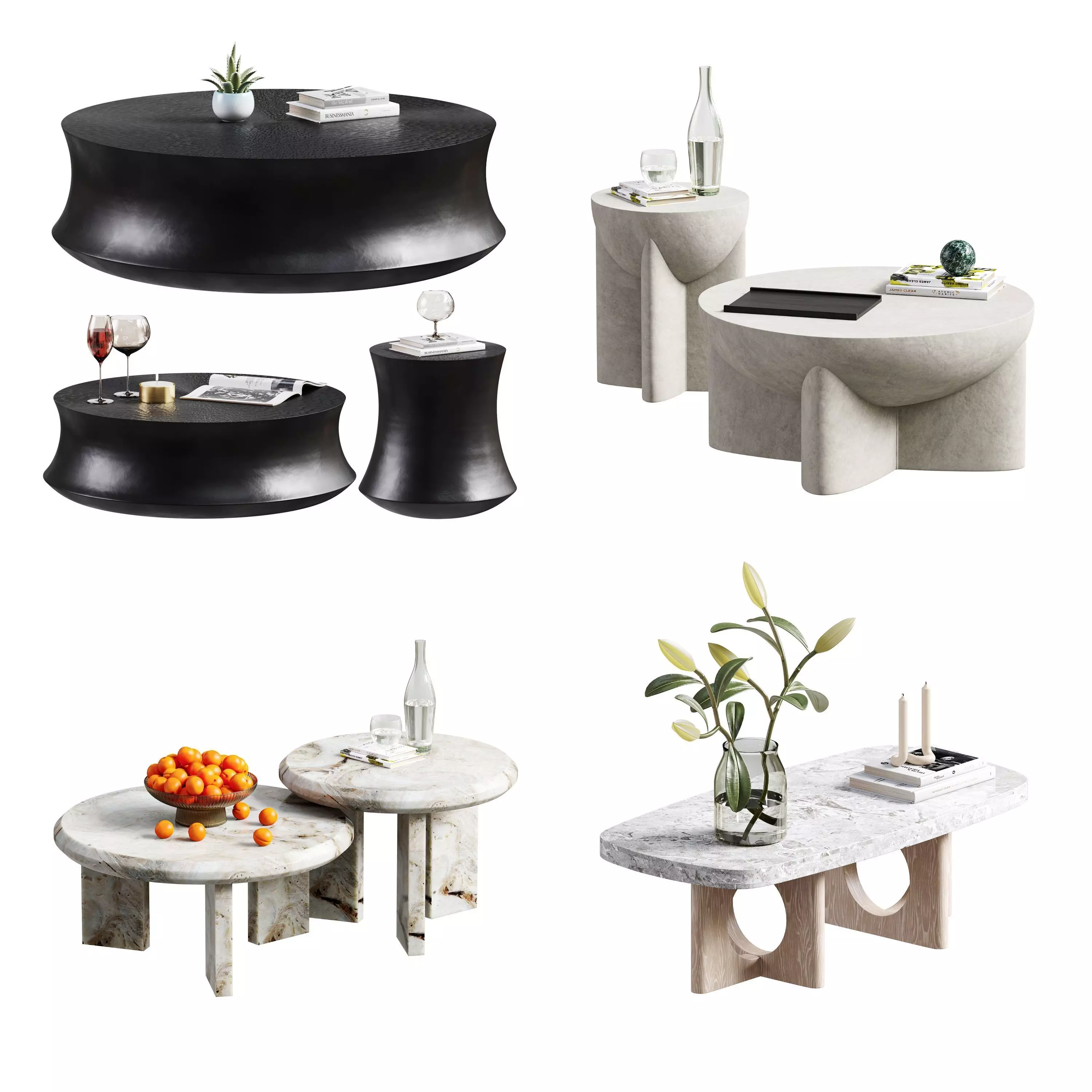 Table Collection - Modern Coffee Tables with Decor Accessories  _0