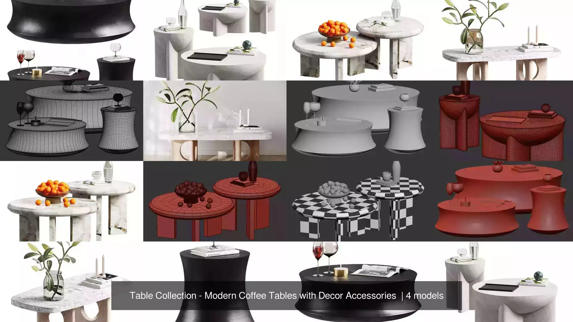 Table Collection - Modern Coffee Tables with Decor Accessories  _1