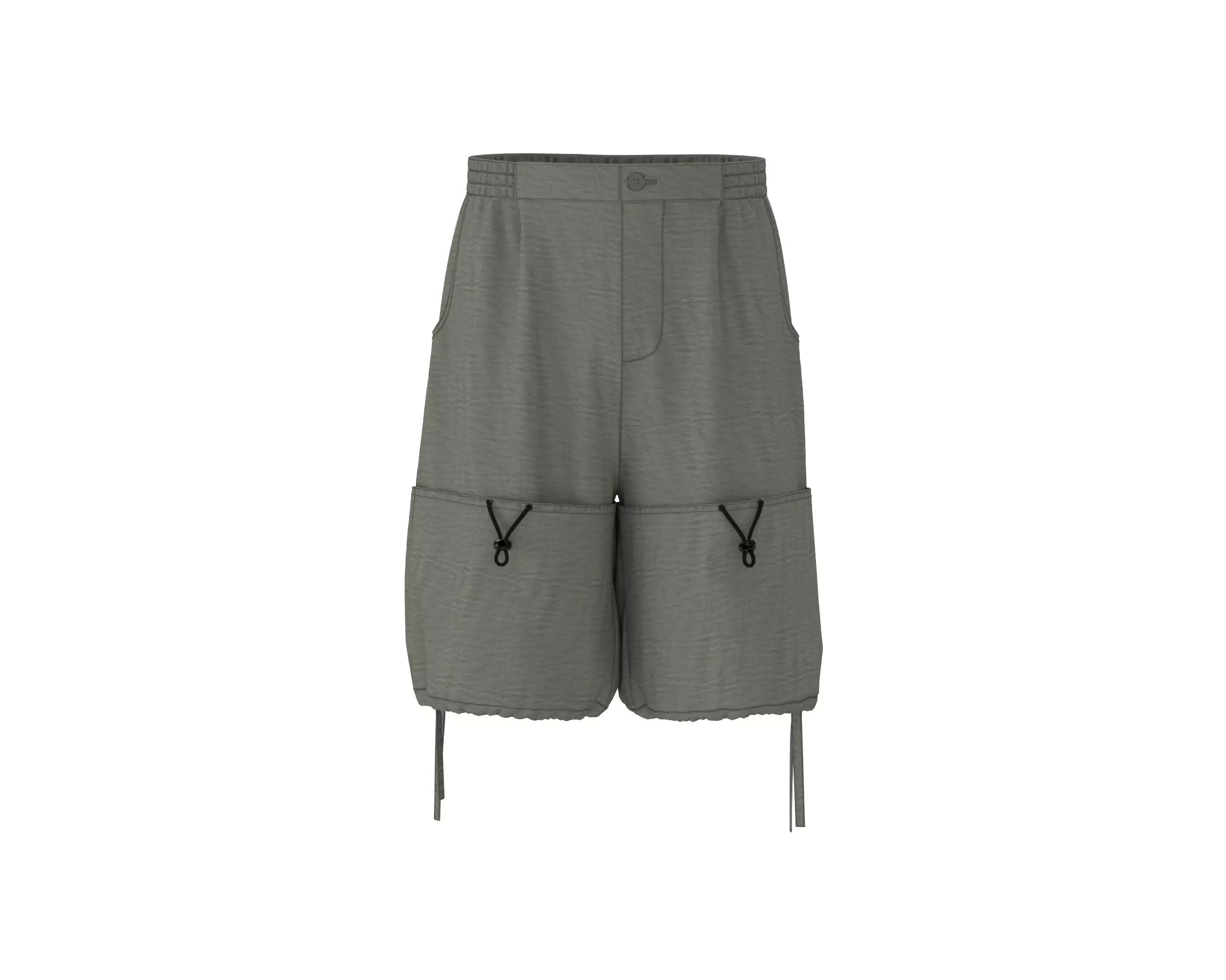 Mens shorts with technical bungee cord and stopper details 3D model