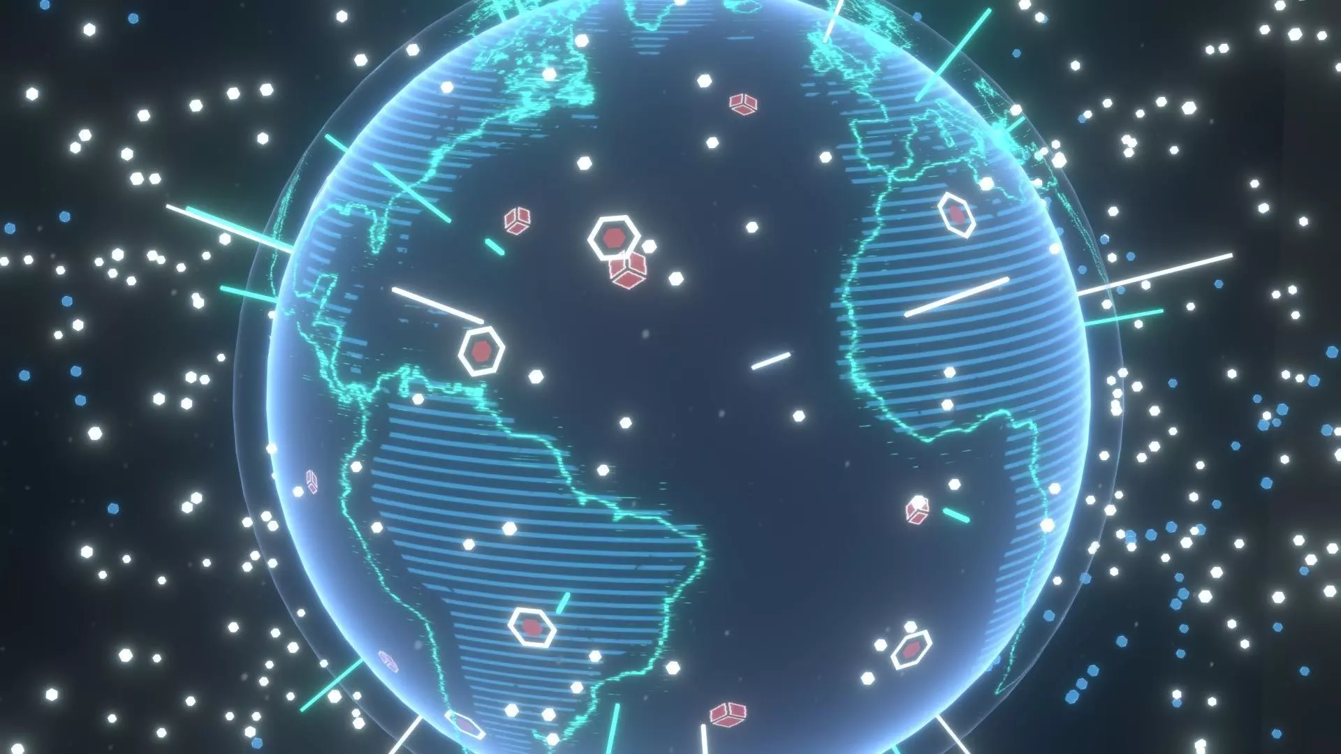 Animated Hologram Planet Earth No 3 With 50 Sci-Fi Music Tracks Low-poly 3D model_5