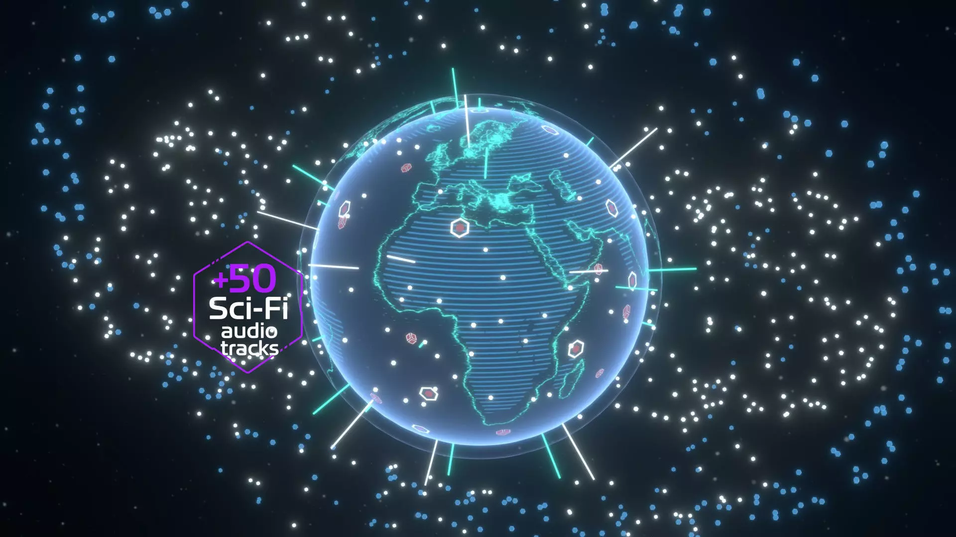 Animated Hologram Planet Earth No 3 With 50 Sci-Fi Music Tracks Low-poly 3D model_0