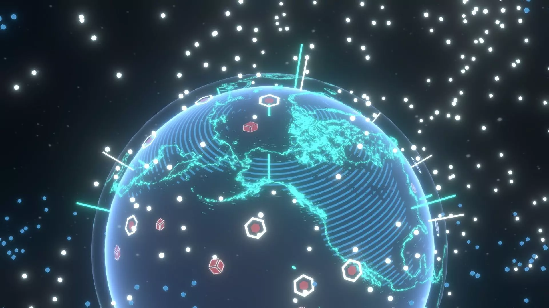 Animated Hologram Planet Earth No 3 With 50 Sci-Fi Music Tracks Low-poly 3D model_8