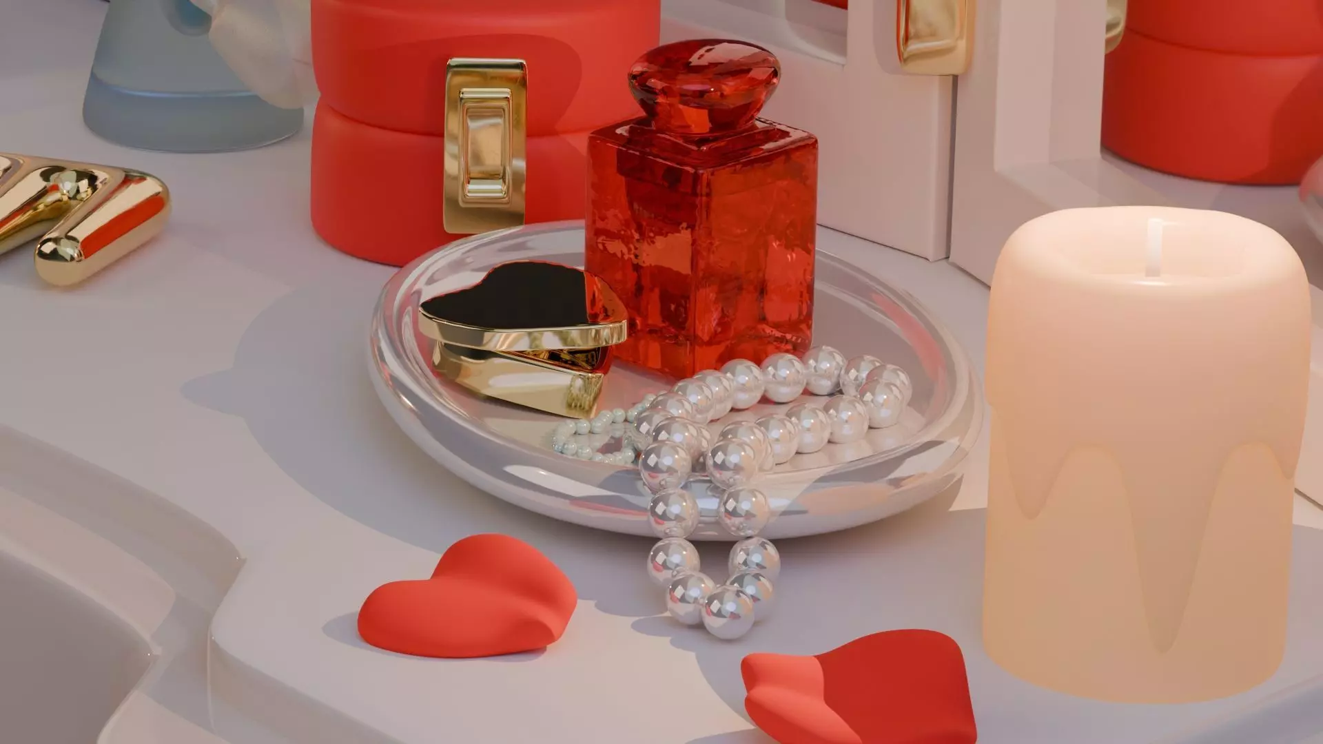 Elegant Art Deco Vanity Set Low-poly 3D model_4