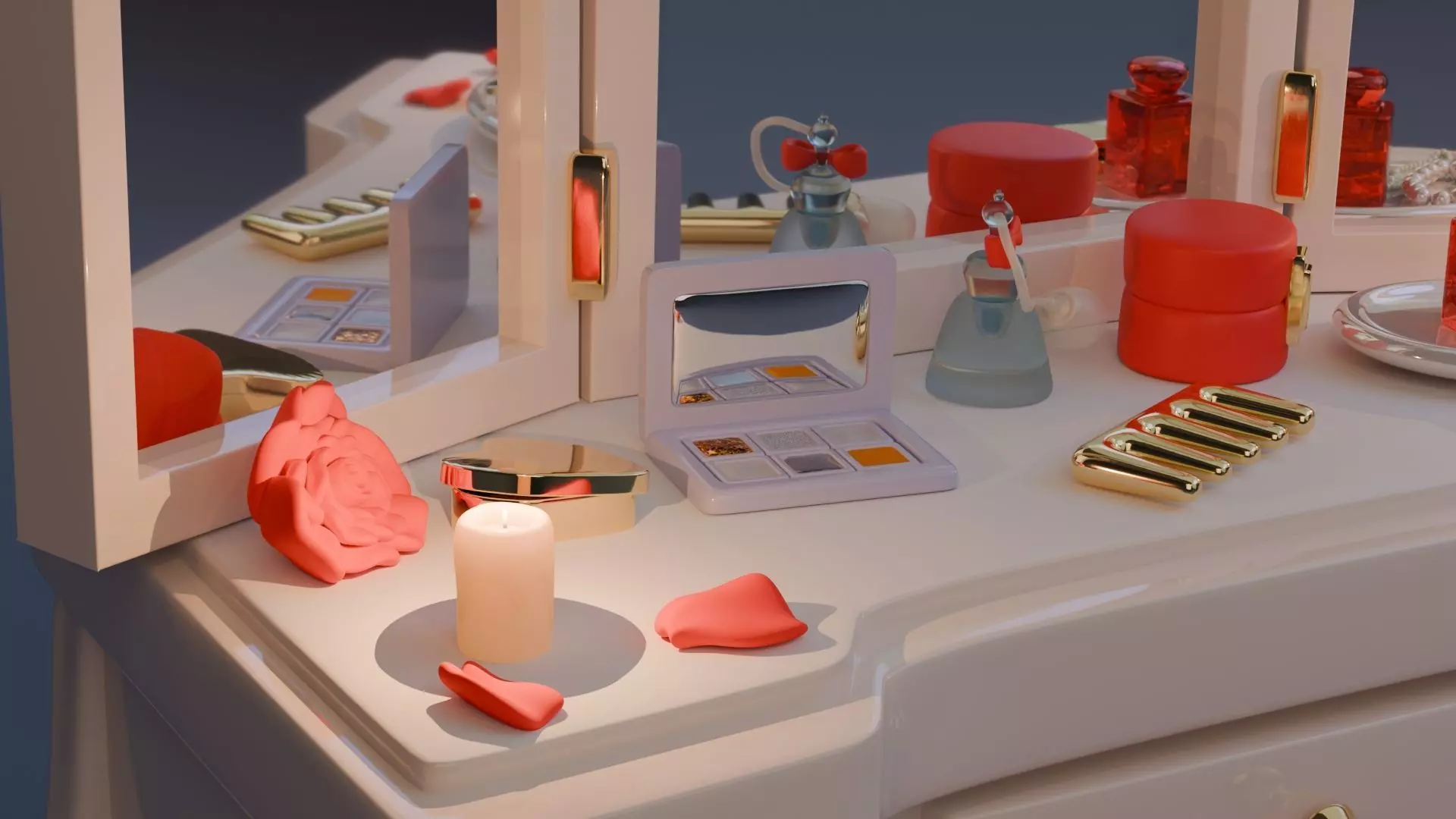 Elegant Art Deco Vanity Set Low-poly 3D model_3