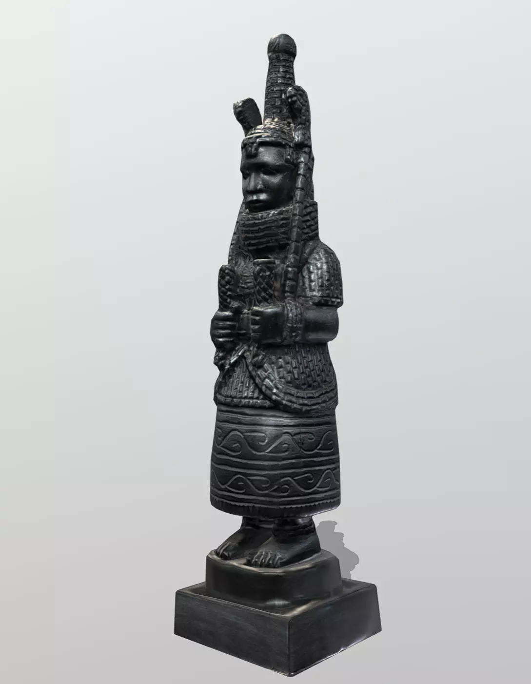 Oba of Benin Statue Low-poly 3D model_2