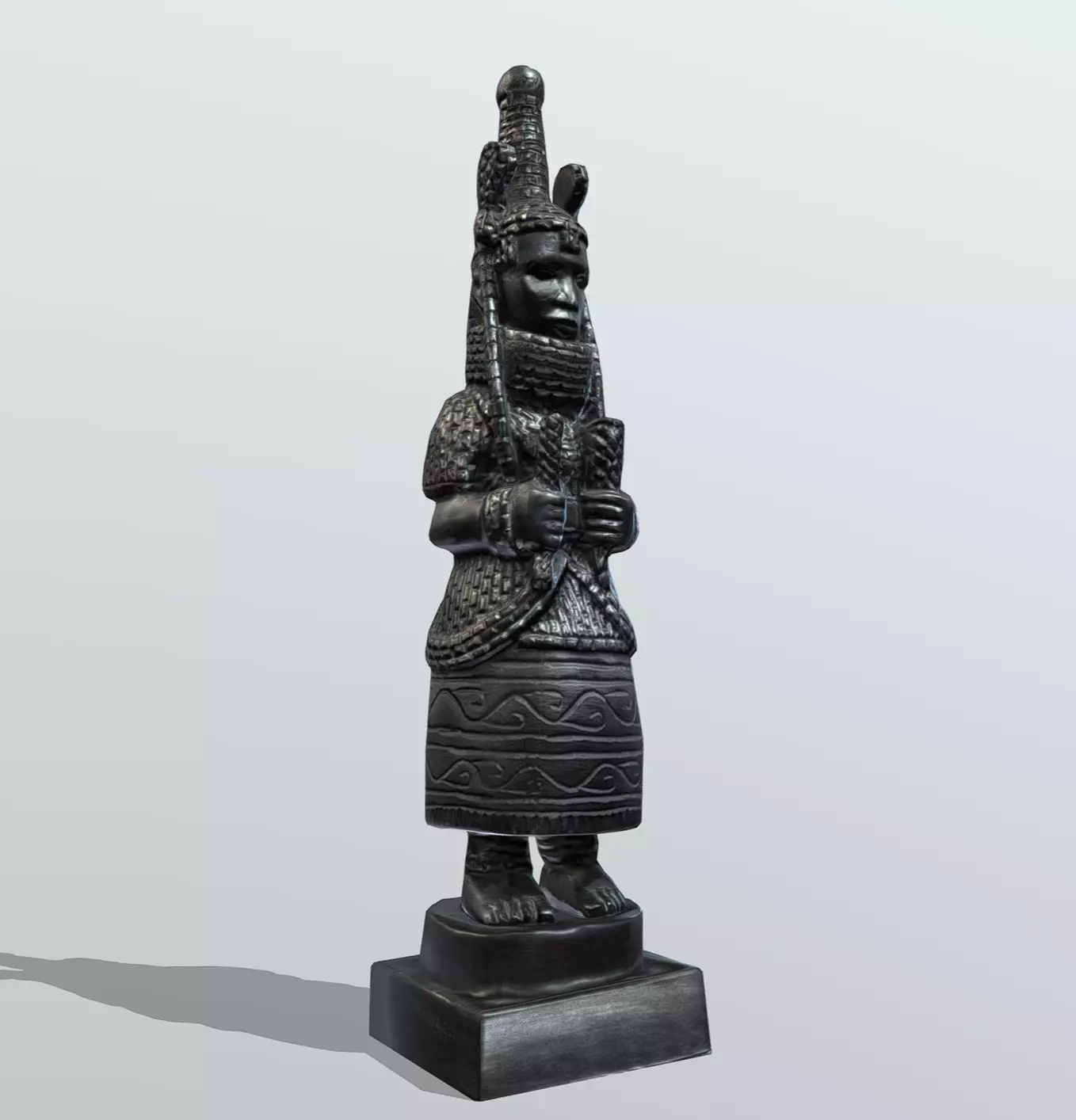 Oba of Benin Statue Low-poly 3D model_0
