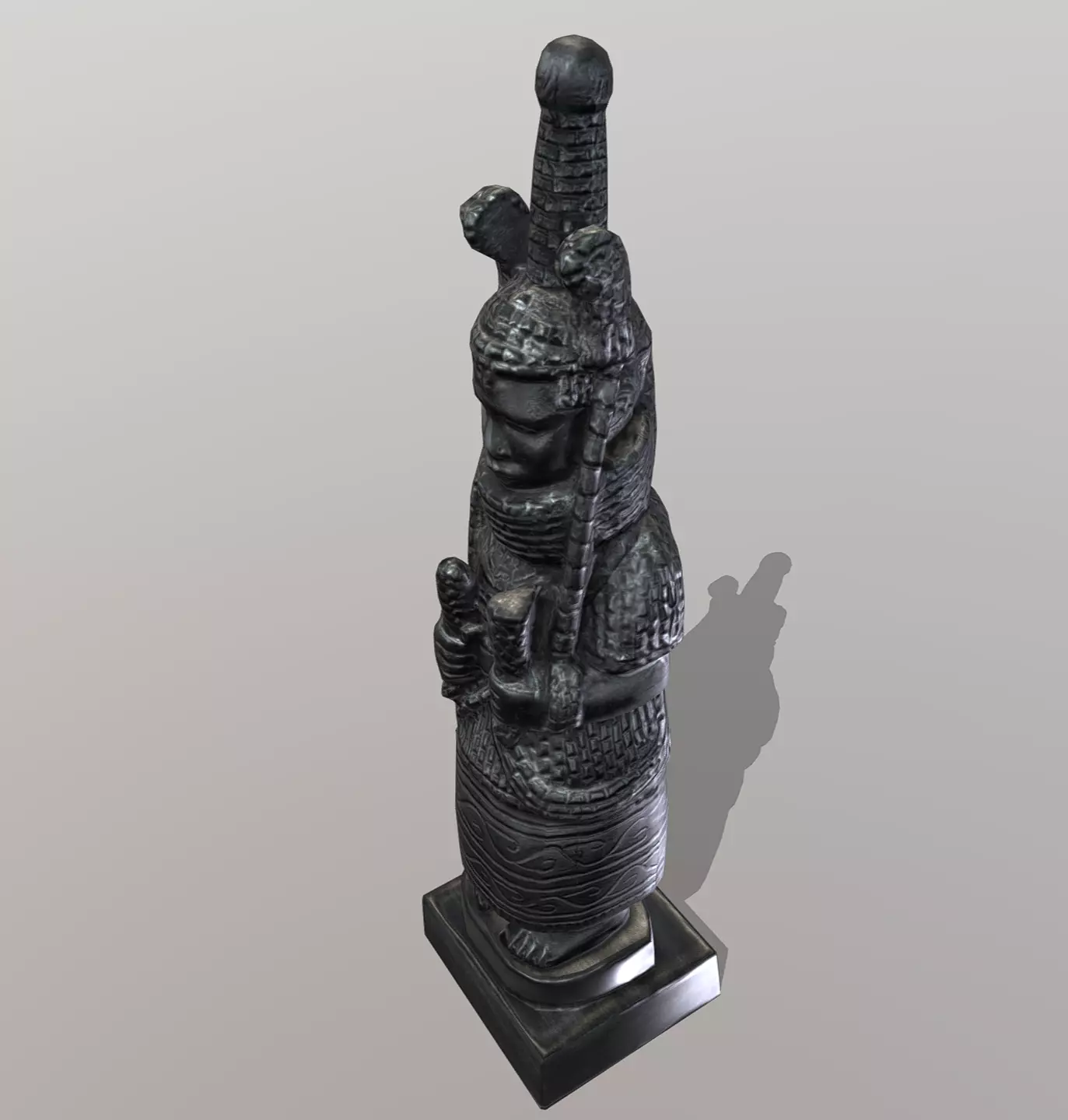 Oba of Benin Statue Low-poly 3D model_8