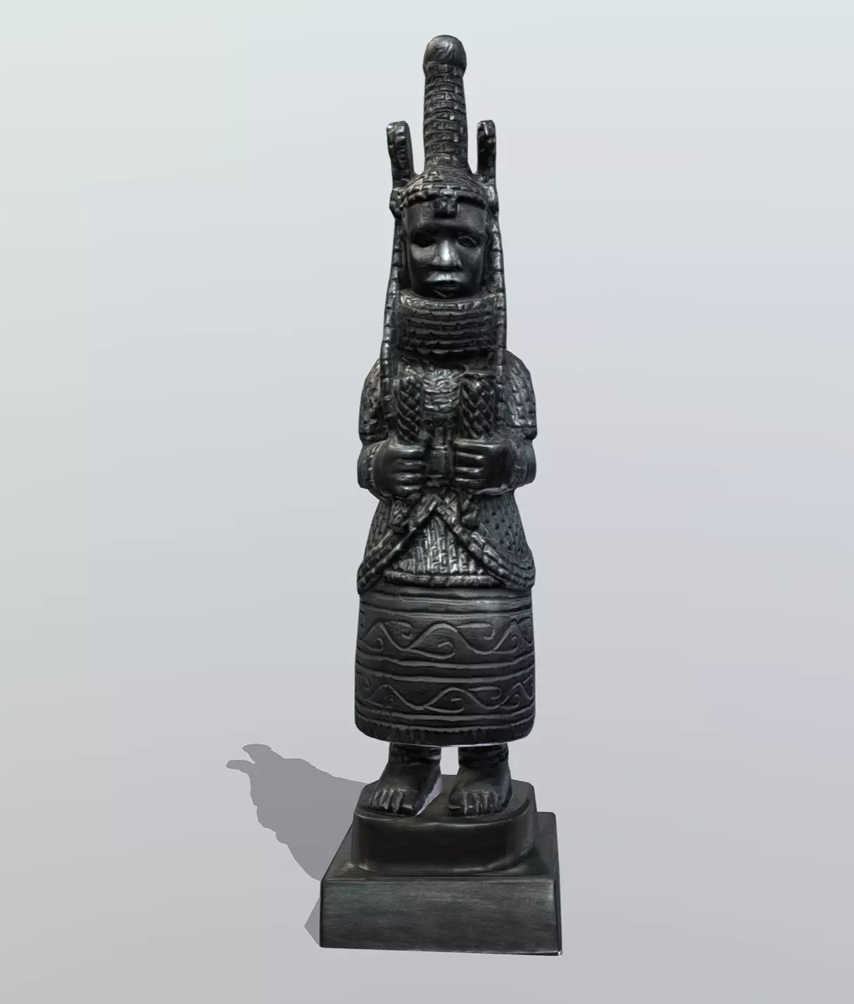 Oba of Benin Statue Low-poly 3D model_1