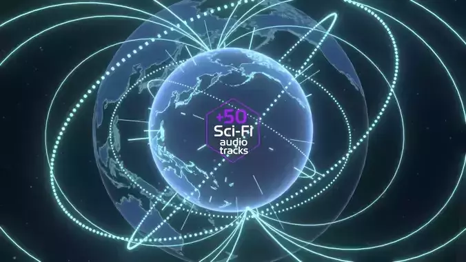 Animated Hologram Planet Earth No 4 With 50 Sci-Fi Music Tracks Low-poly 3D model