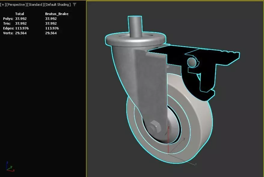 Caster Wheel - Brutus w brake 3D model_3