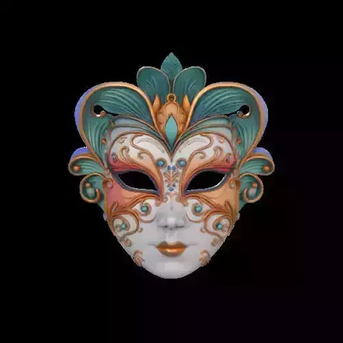 2103Venetian Carnival Mask Color 3D Model  magic