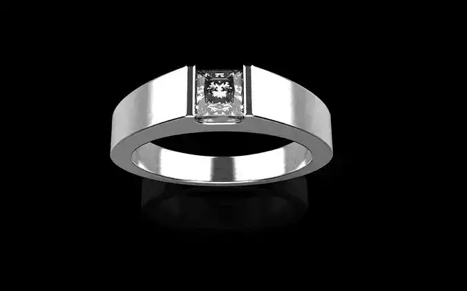 Engagement ring with  princess cut diamond model 716 3D print model