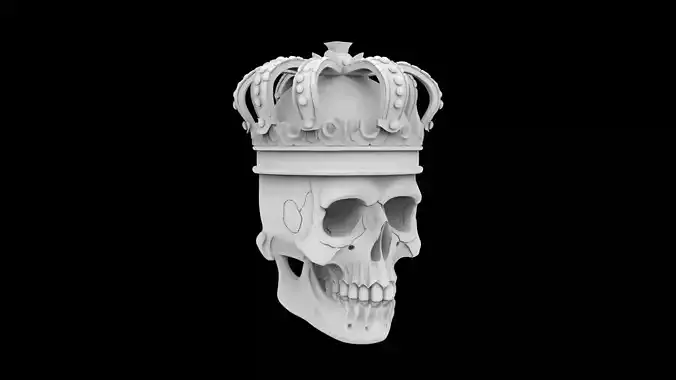 Skull with Crown 3d Print Model