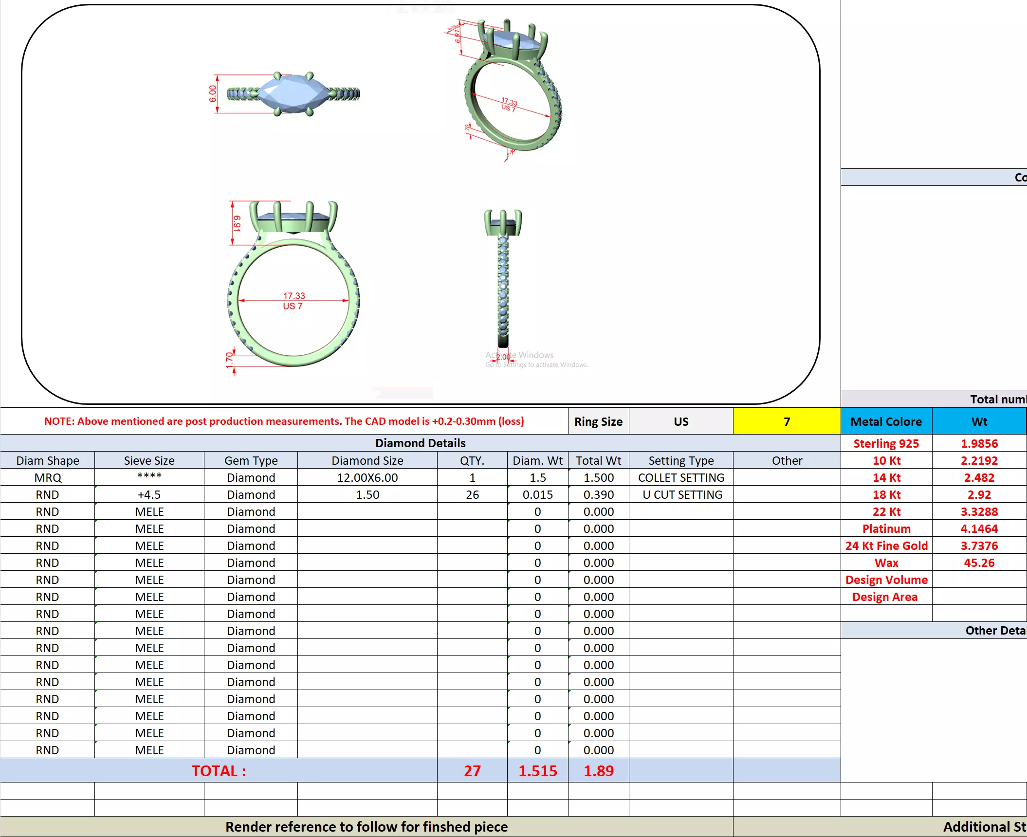 East West Marquise Cut Engagement Wedding Ring 3DM STL Video 3D print model_13