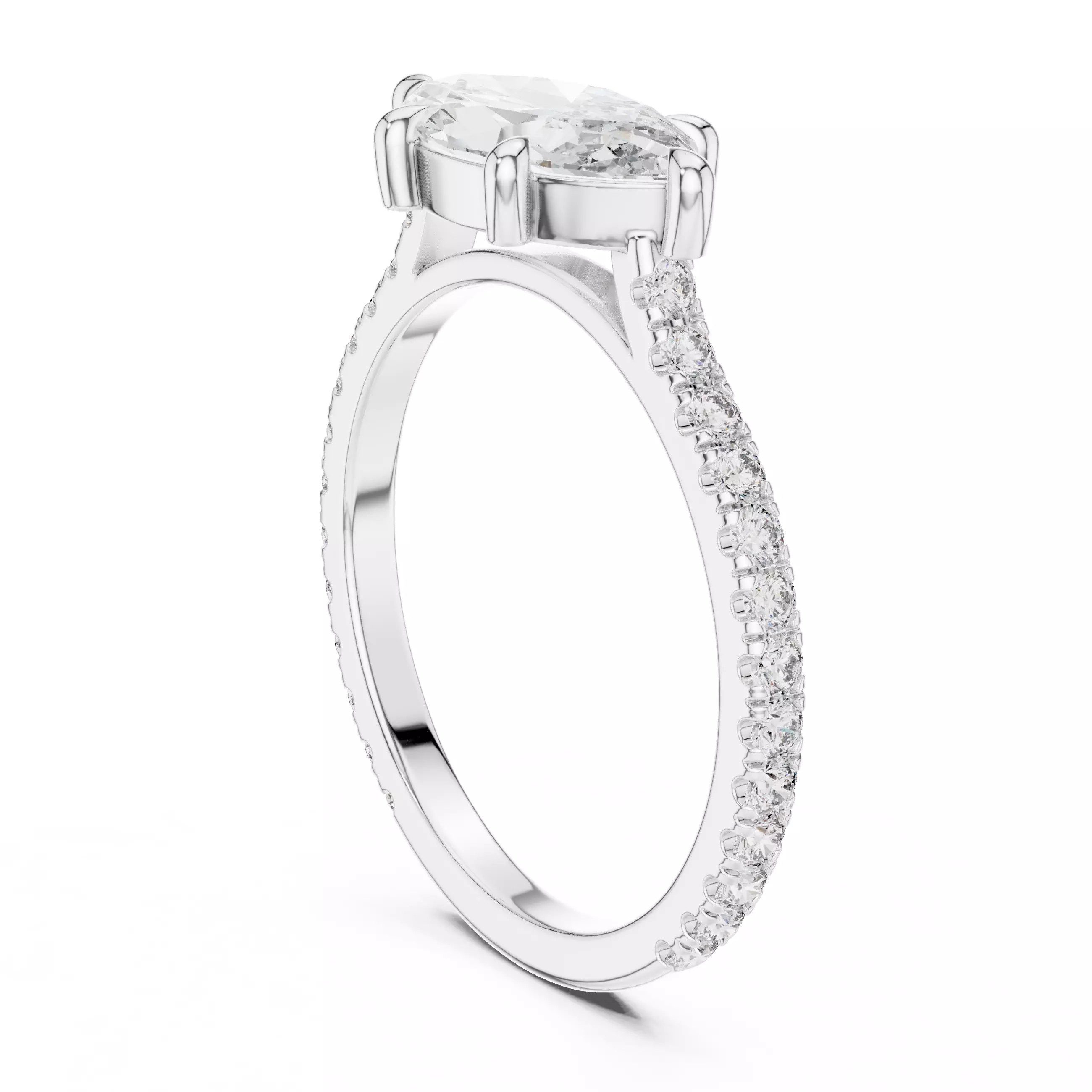 East West Marquise Cut Engagement Wedding Ring 3DM STL Video 3D print model_9