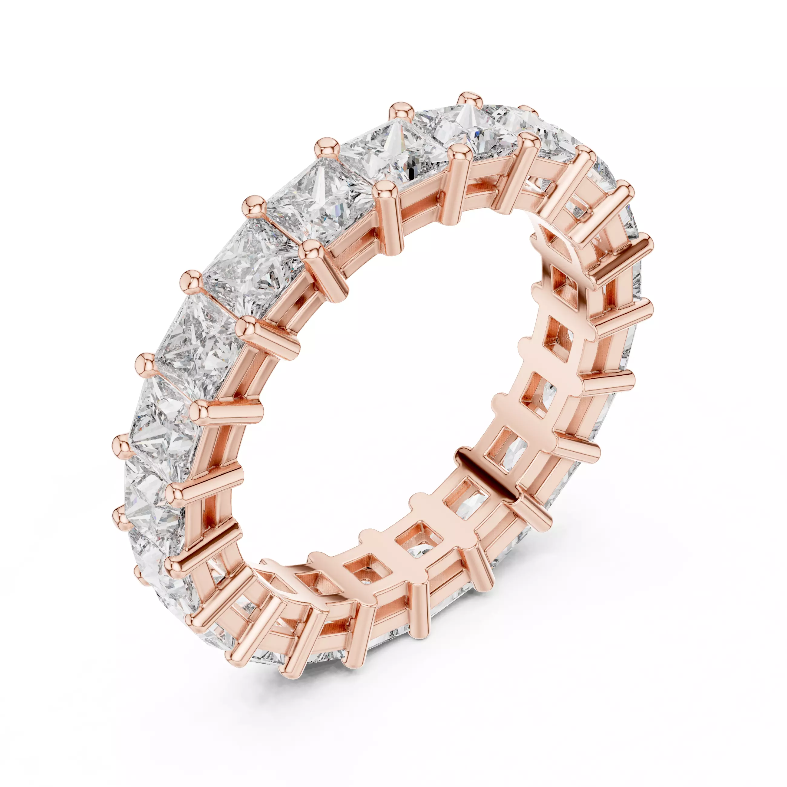 3mm Princess Cut  Full Eternity Wedding Band 3DM STL Video 3D print model_4