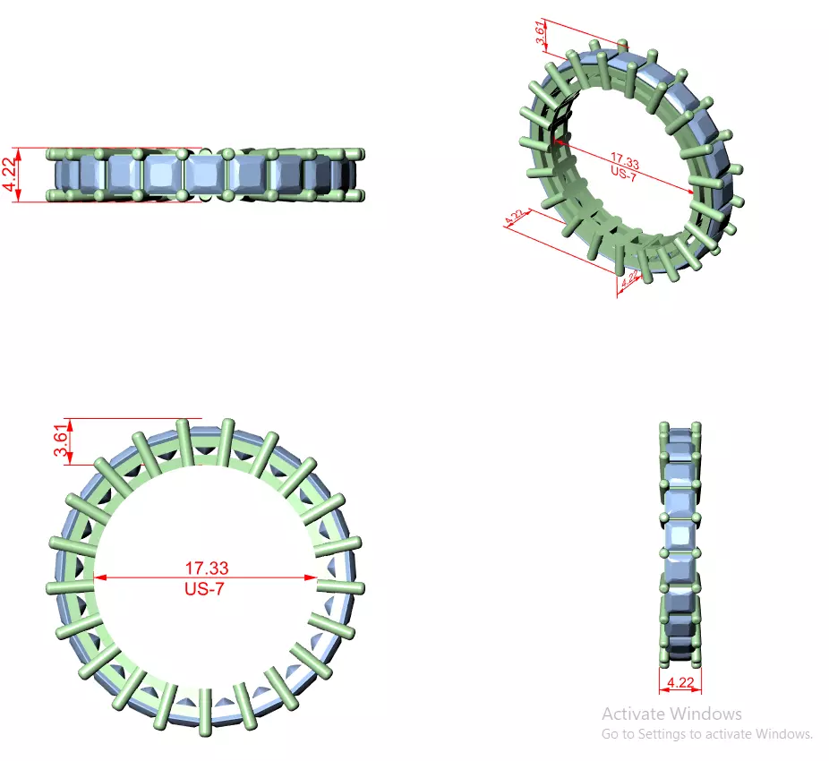 3mm Princess Cut  Full Eternity Wedding Band 3DM STL Video 3D print model_12