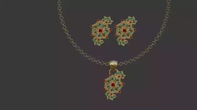 3D Printable Earring  And Chain Set-3 - Handmade Gift - DIY 3D print model