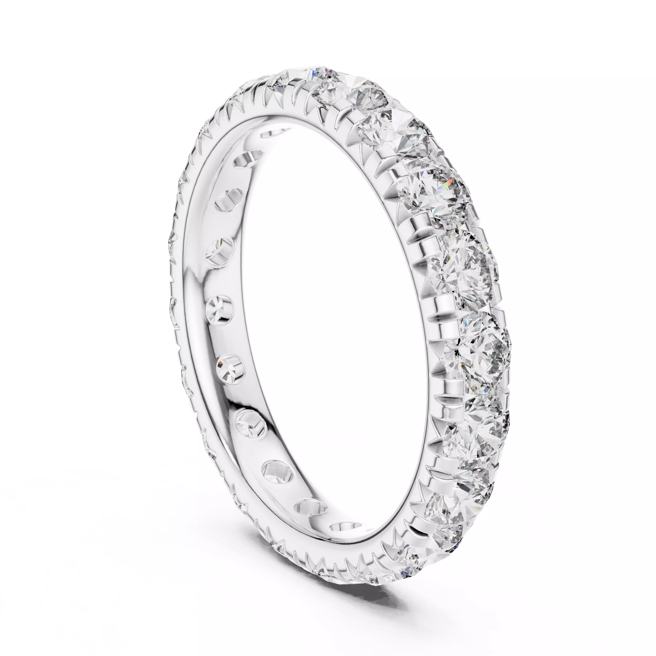 3mm Round Cut Full Eternity Wedding Band 3DM STL Video 3D print model_9