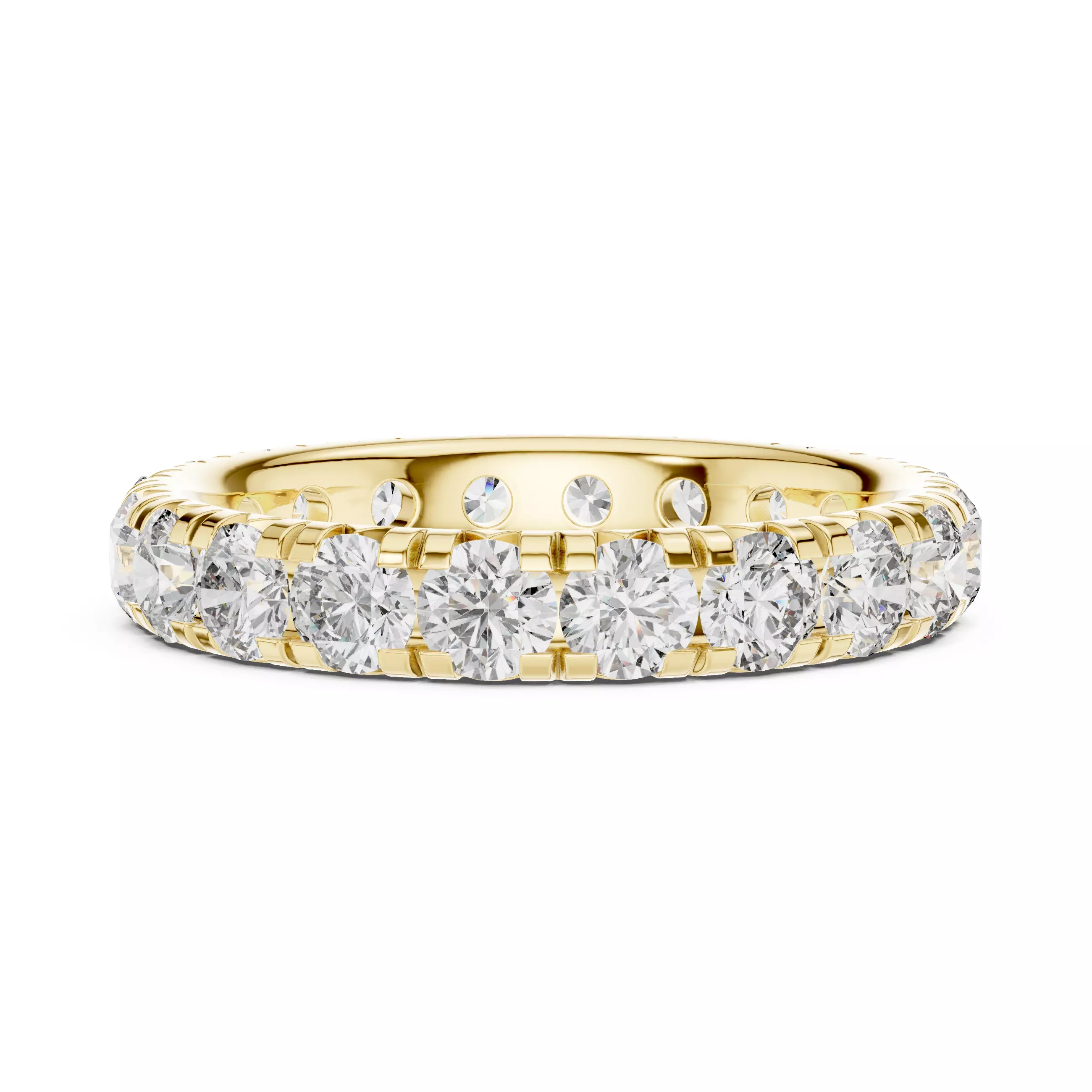 3mm Round Cut Full Eternity Wedding Band 3DM STL Video 3D print model_8