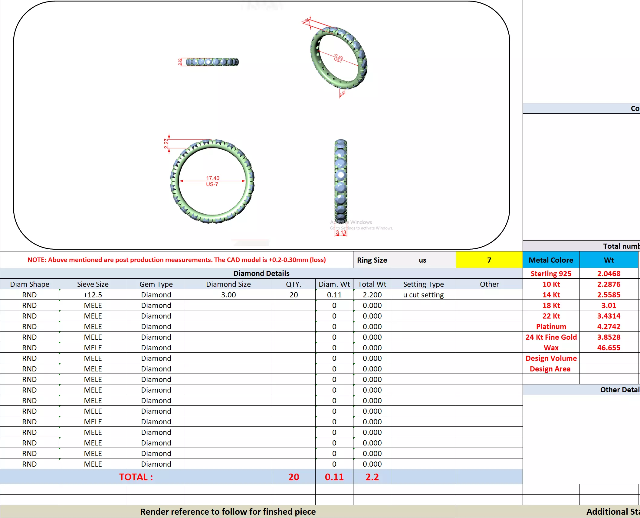 3mm Round Cut Full Eternity Wedding Band 3DM STL Video 3D print model_13