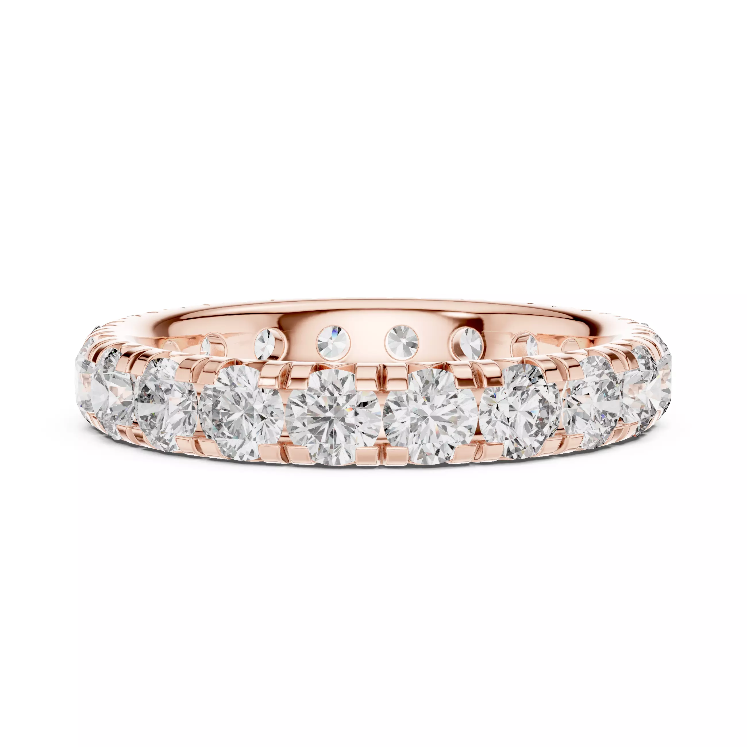 3mm Round Cut Full Eternity Wedding Band 3DM STL Video 3D print model_5