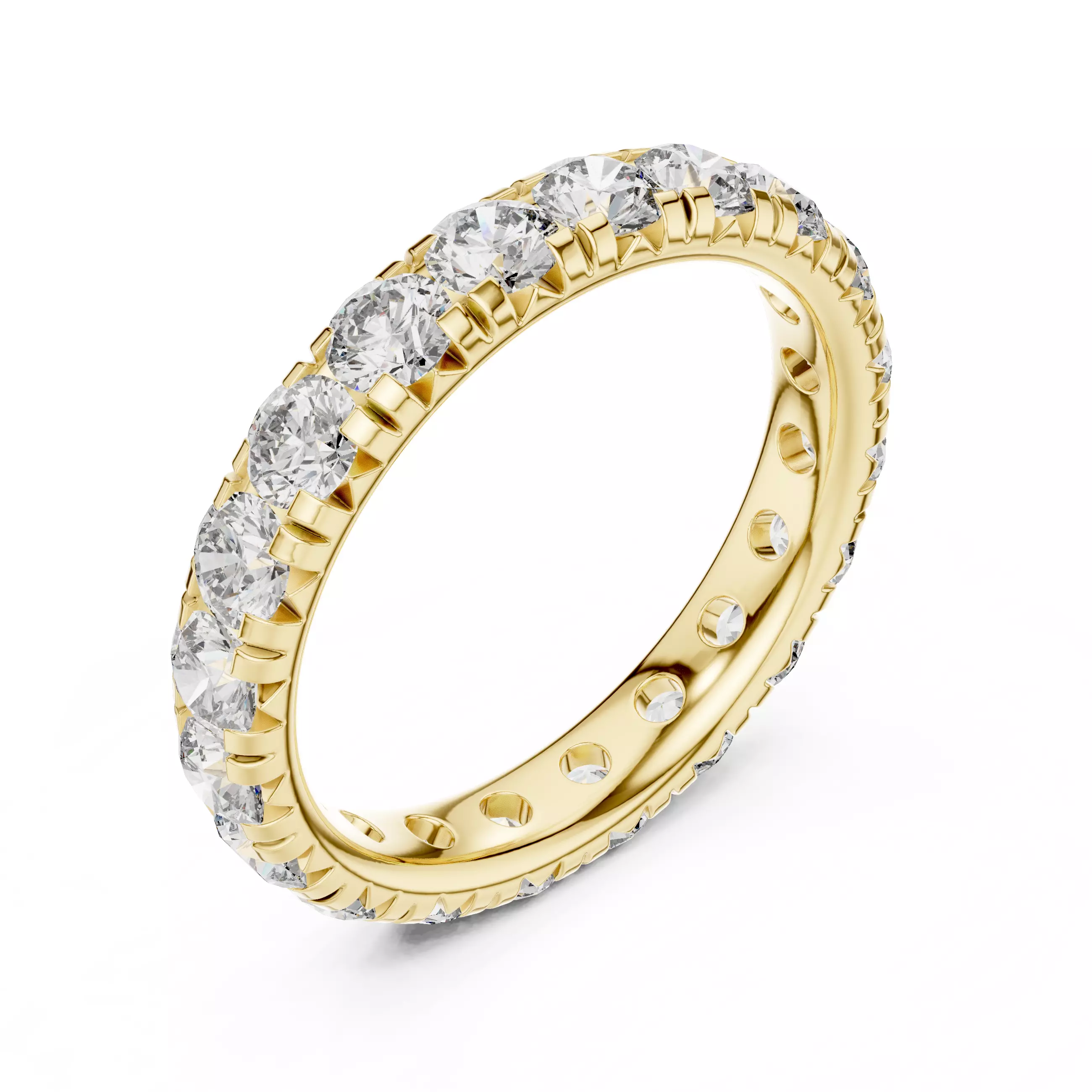 3mm Round Cut Full Eternity Wedding Band 3DM STL Video 3D print model_7