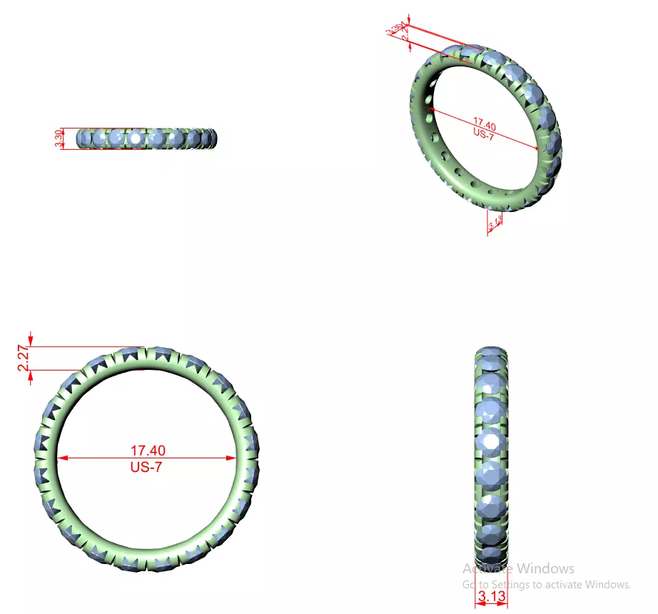 3mm Round Cut Full Eternity Wedding Band 3DM STL Video 3D print model_12