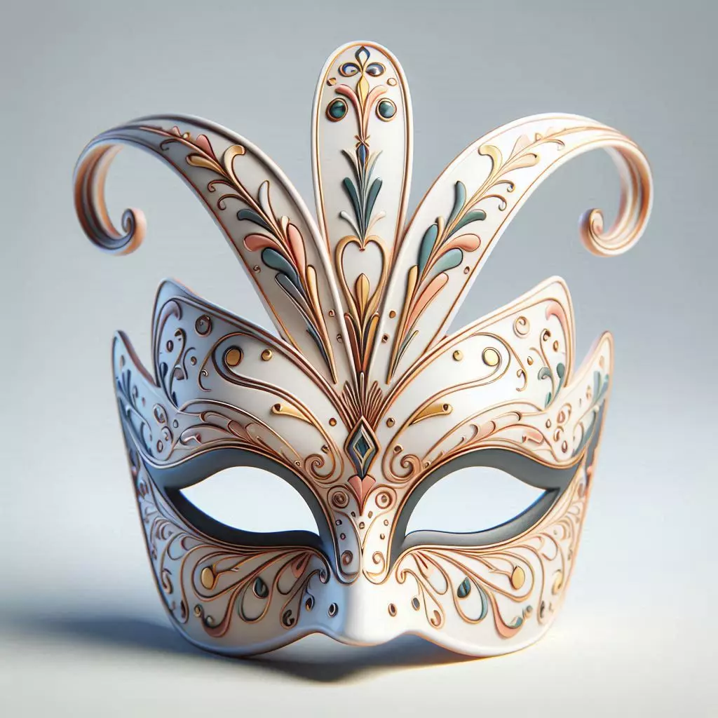 2104 Venetian Carnival Mask Color 3D Model DND STL 3D print model