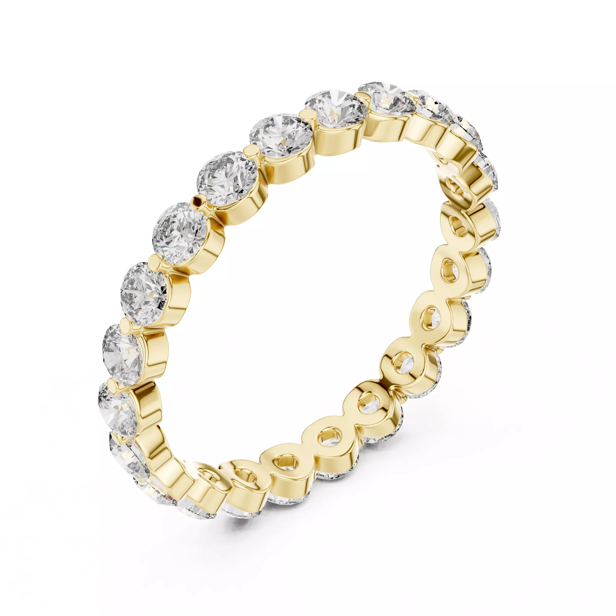 Bubble Prong Round Diamond Full Eternity Band 3DM STL Video 3D print model_7