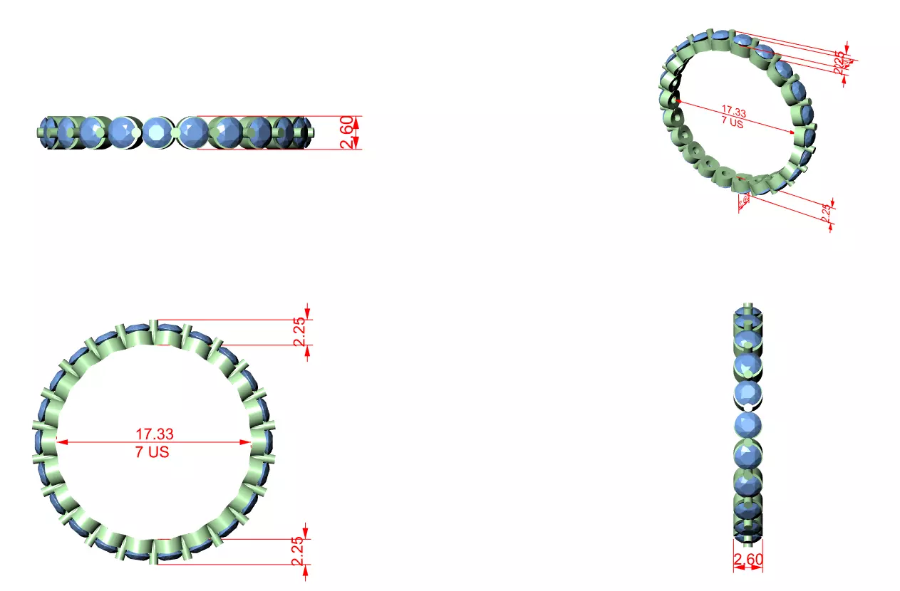 Bubble Prong Round Diamond Full Eternity Band 3DM STL Video 3D print model_12